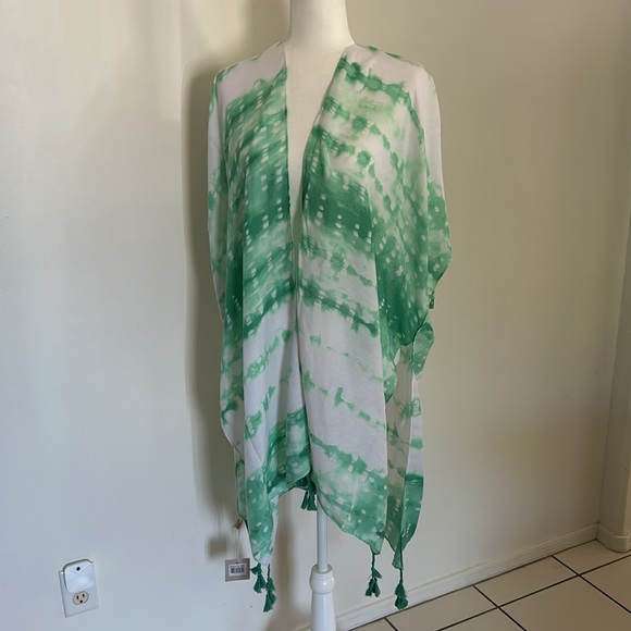 NWT Green Tie Dye Draped Kimono - Picture 3 of 7